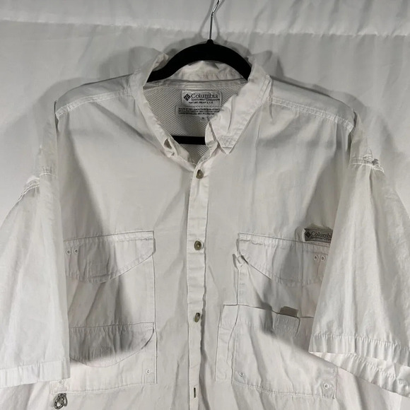 Columbia PFG Shirt Men's XL White Button Up Short Sleeve Mesh Lined Fishing - Picture 2 of 12